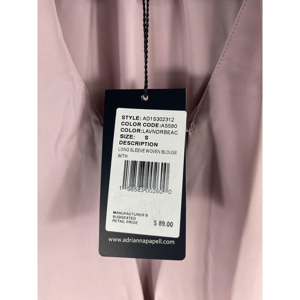 Adrianna Papell Blouse Women's SZ S Lavender Long Sleeve Pearl Button Dressy Top - Picture 5 of 8